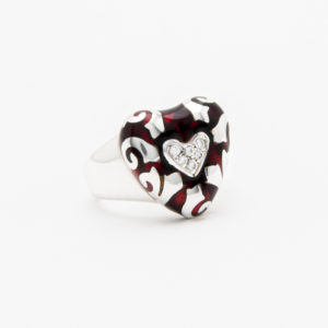 Anillo de "Fidia" de oro blanco 18K, esmalte y diamantes