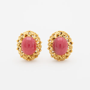 Pendientes de oro y rodonita