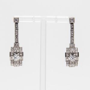 Pendientes Art Decó, de platino y diamantes