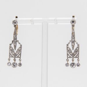 Pendientes Art Decó de platino, oro 18k y diamantes
